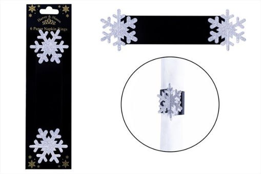 Picture of NAPKIN RING FLAKE GLITTER SILVER - 6 PACK